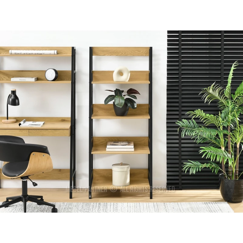 Policový regál VIOREL - dub / černý