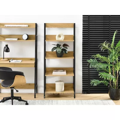 Policový regál VIOREL - dub / černý