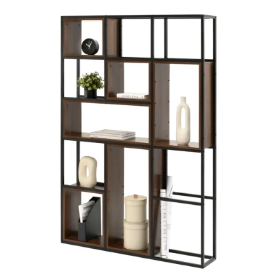 Policový regál GAREK - ořech / černý