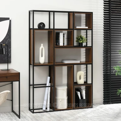 Policový regál GAREK - ořech / černý