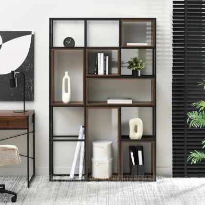 Policový regál GAREK - ořech / černý