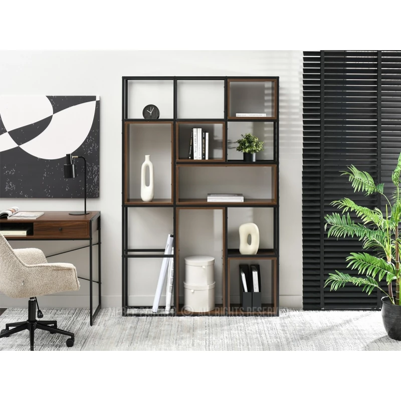 Policový regál GAREK - ořech / černý