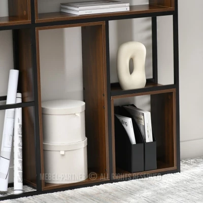 Policový regál GAREK - ořech / černý