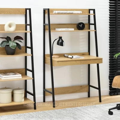 Psací stůl s policemi VIOREL - dub / černý