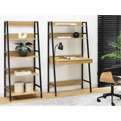 Psací stůl s policemi VIOREL - dub / černý