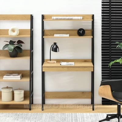 Psací stůl s policemi VIOREL - dub / černý