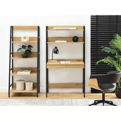 Psací stůl s policemi VIOREL - dub / černý