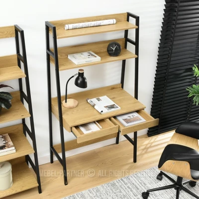 Psací stůl s policemi VIOREL - dub / černý