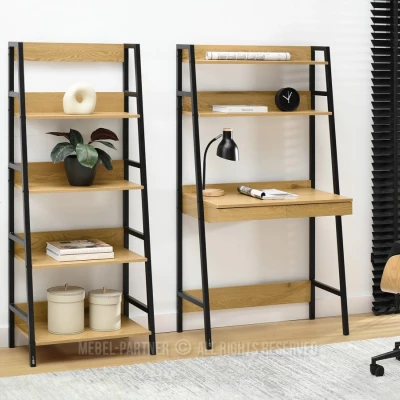 Psací stůl s regálem VIOREL - dub / černý