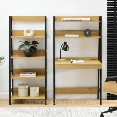 Psací stůl s regálem VIOREL - dub / černý