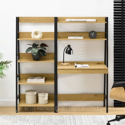 Psací stůl s regálem VIOREL - dub / černý