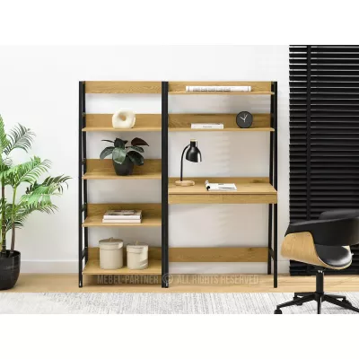 Psací stůl s regálem VIOREL - dub / černý