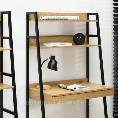 Psací stůl s regálem VIOREL - dub / černý