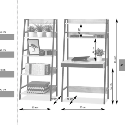 Psací stůl s regálem VIOREL - dub / černý