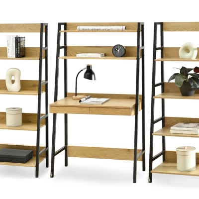 Psací stůl s regály VIOREL - dub / černý