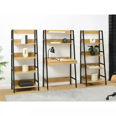 Psací stůl s regály VIOREL - dub / černý