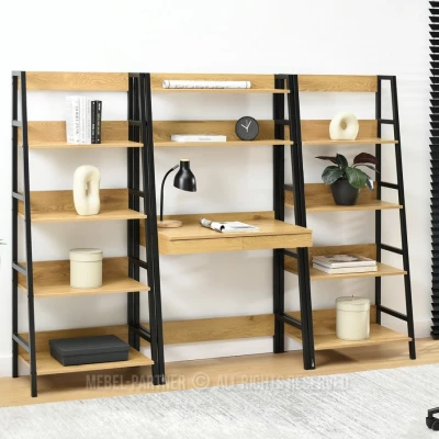 Psací stůl s regály VIOREL - dub / černý