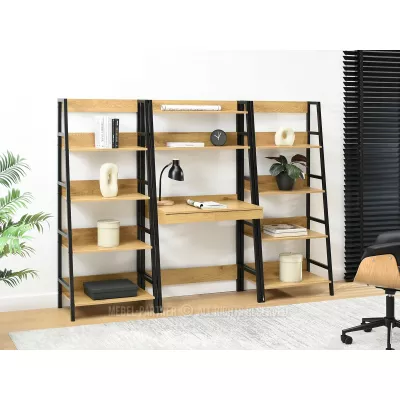 Psací stůl s regály VIOREL - dub / černý