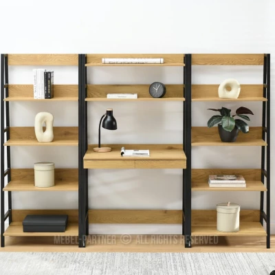 Psací stůl s regály VIOREL - dub / černý