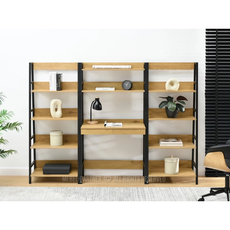 Psací stůl s regály VIOREL - dub / černý