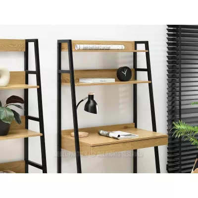 Psací stůl s regály VIOREL - dub / černý