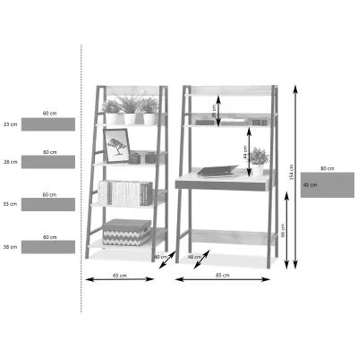 Psací stůl s regály VIOREL - dub / černý