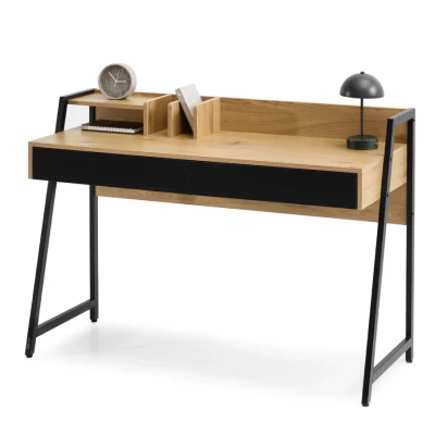 Široký psací stůl BATO - dub / černý