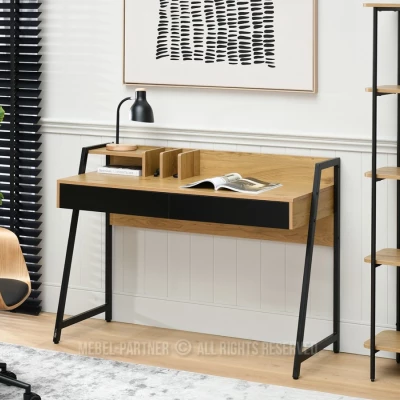 Široký psací stůl BATO - dub / černý