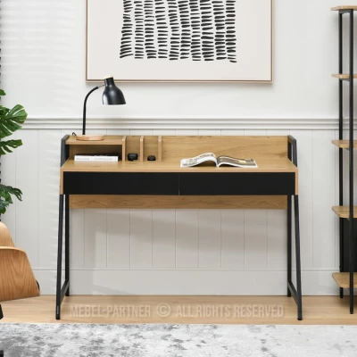 Široký psací stůl BATO - dub / černý