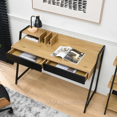 Široký psací stůl BATO - dub / černý