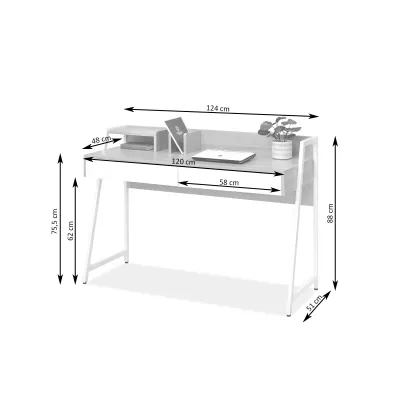Široký psací stůl BATO - dub / černý