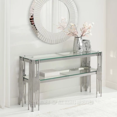 Luxusní konzolový stolek ACHIM - stříbrný