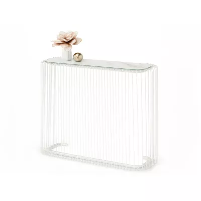 Designový konzolový stolek IRAKLI - bílý mramor / bílý