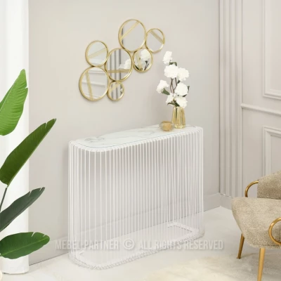 Designový konzolový stolek IRAKLI - bílý mramor / bílý