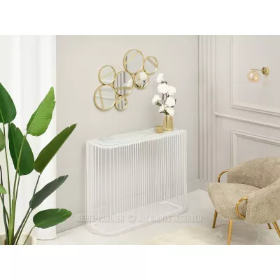 Designový konzolový stolek IRAKLI - bílý mramor / bílý