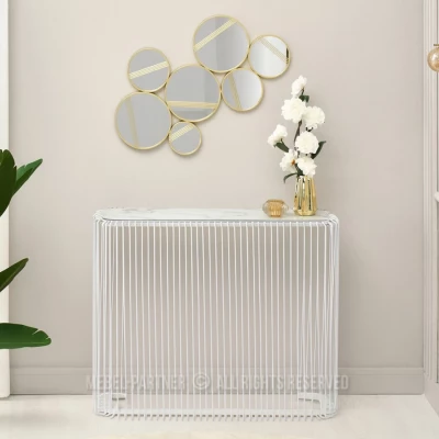 Designový konzolový stolek IRAKLI - bílý mramor / bílý