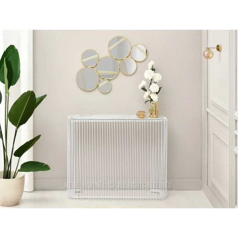 Designový konzolový stolek IRAKLI - bílý mramor / bílý