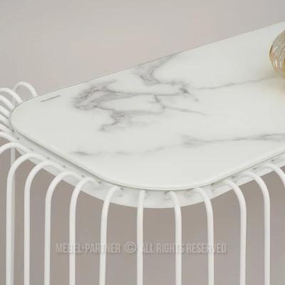 Designový konzolový stolek IRAKLI - bílý mramor / bílý