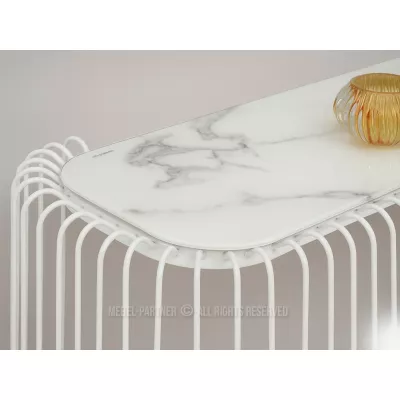 Designový konzolový stolek IRAKLI - bílý mramor / bílý