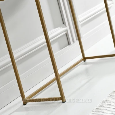 Konzolový stolek NIRAI se šuplíkem - bílý / zlatý