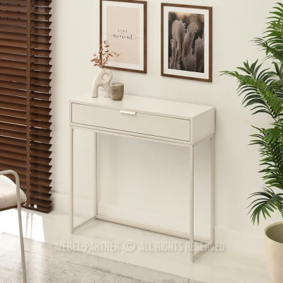 Konzolový stolek NIRAI se šuplíkem - krémový