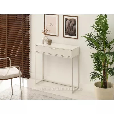 Konzolový stolek NIRAI se šuplíkem - krémový