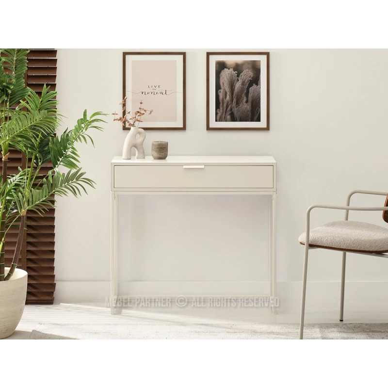 Konzolový stolek NIRAI se šuplíkem - krémový