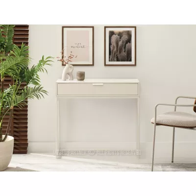 Konzolový stolek NIRAI se šuplíkem - krémový