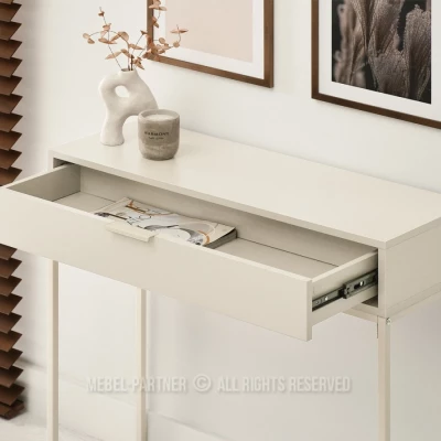 Konzolový stolek NIRAI se šuplíkem - krémový