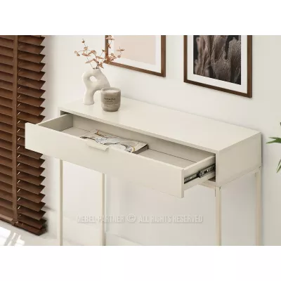 Konzolový stolek NIRAI se šuplíkem - krémový