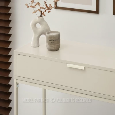 Konzolový stolek NIRAI se šuplíkem - krémový