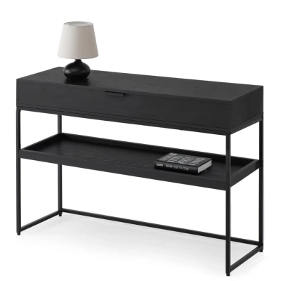 Konzolový stolek NIRAI s policí a šuplíkem - černý