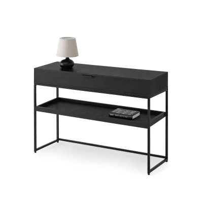 Konzolový stolek NIRAI s policí a šuplíkem - černý