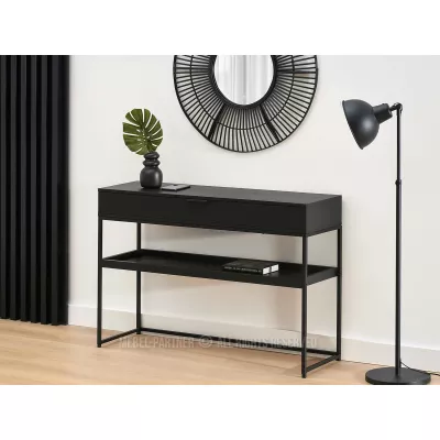 Konzolový stolek NIRAI s policí a šuplíkem - černý